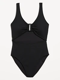 Textured One-Piece Cut-Out Swimsuit