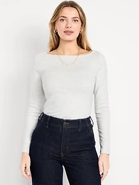 Snug Long-Sleeve Boat-Neck T-Shirt