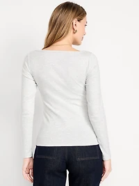 Snug Long-Sleeve Boat-Neck T-Shirt