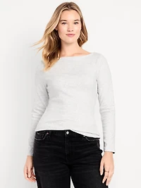 Snug Long-Sleeve Boat-Neck T-Shirt