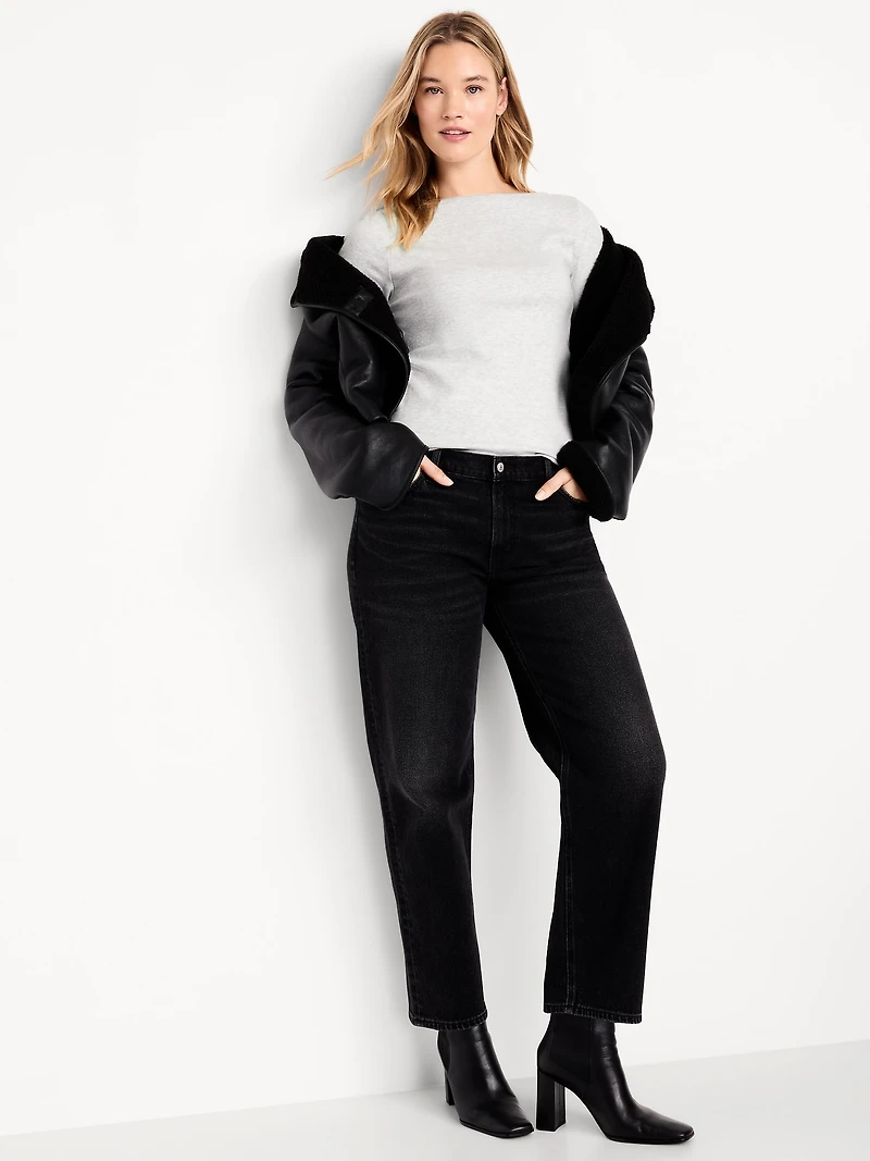 Snug Long-Sleeve Boat-Neck T-Shirt