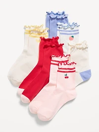 Ruffle-Cuff Quarter-Crew Socks 6-Pack for Girls