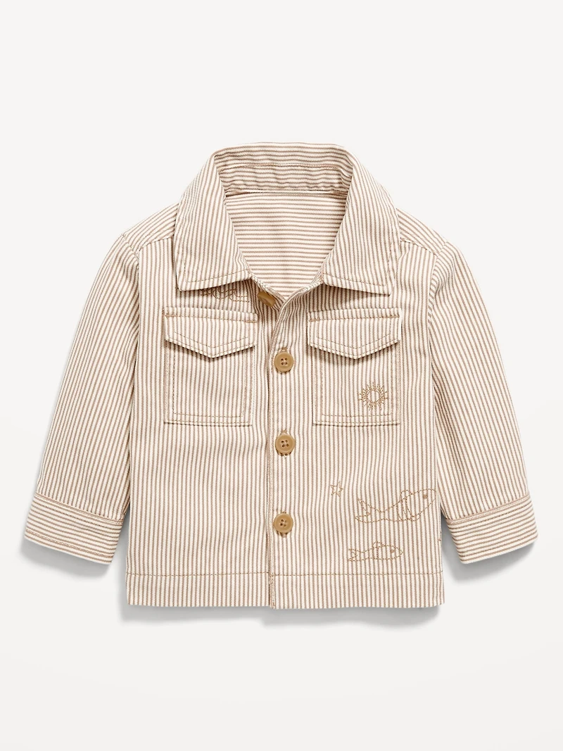 Striped Twill Shacket for Baby