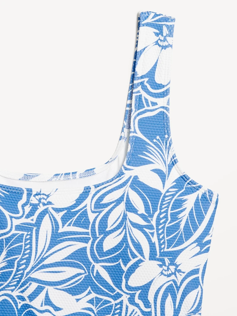 Pique Side-Tie Swim Dress