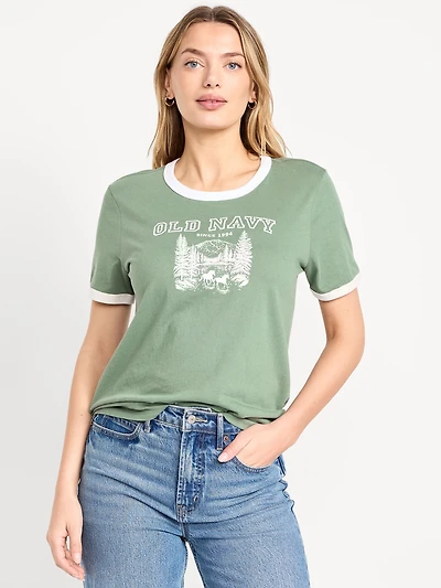 EveryWear Crew-Neck Logo-Graphic Ringer T-Shirt