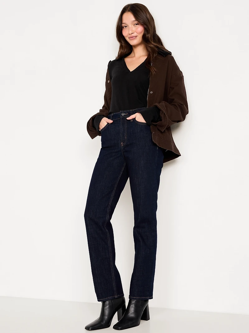 Split-Neck Long-Sleeve Pullover Shirt