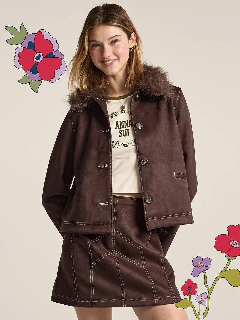 Old Navy x Anna Sui Vegan Suede Boxy Jacket