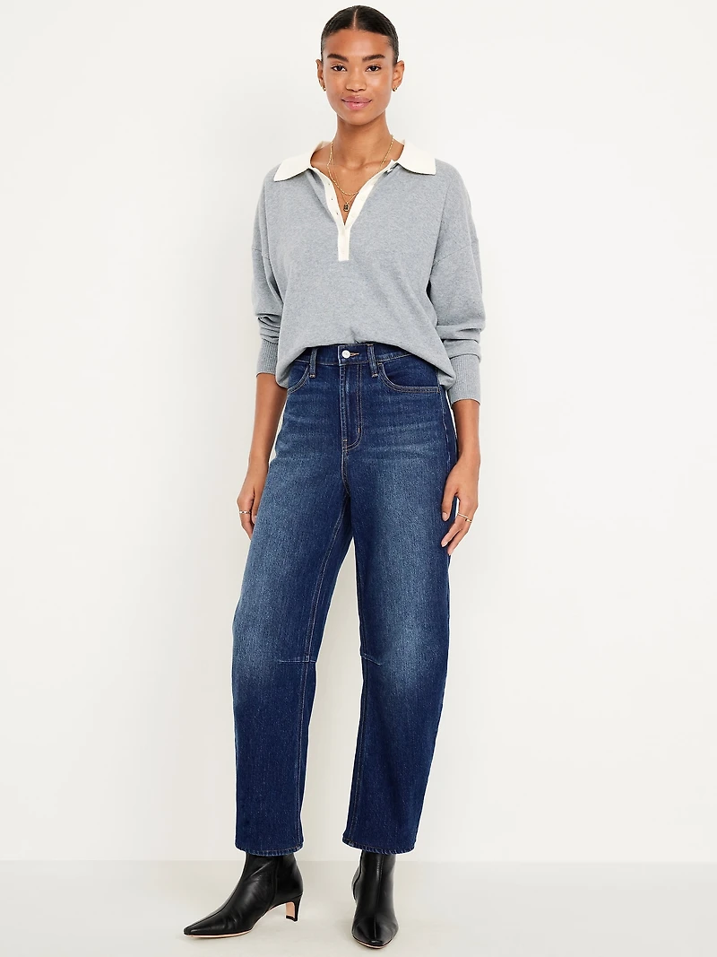 High-Waisted Wow Barrel Ankle Jeans