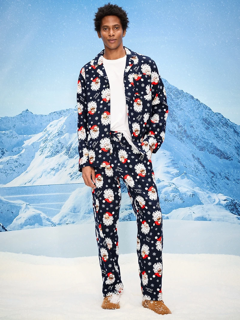 Printed Flannel Pajama Set for Men