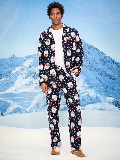 Printed Flannel Pajama Set for Men