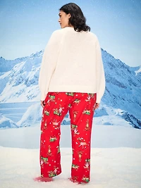 Mid-Rise Printed Flannel Pajama Pants for Women