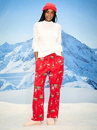 Mid-Rise Printed Flannel Pajama Pants for Women