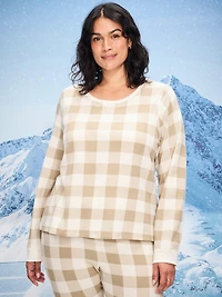 Scoop-Neck Waffle Pajama Top for Women