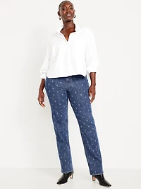 Extra High-Waisted Textured Straight Jeans