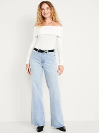 Mid-Rise Loose Boot-Cut Jeans