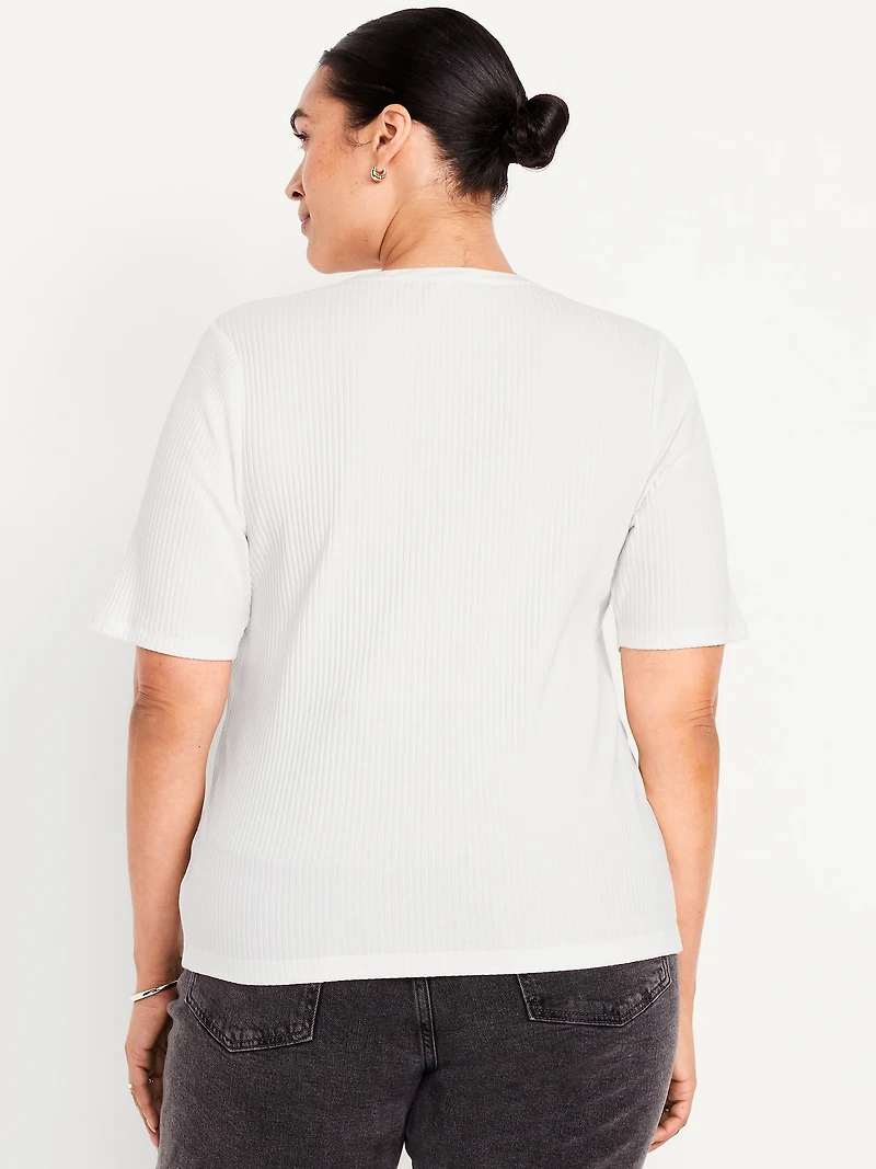 Short Sleeve Lace-Front Top