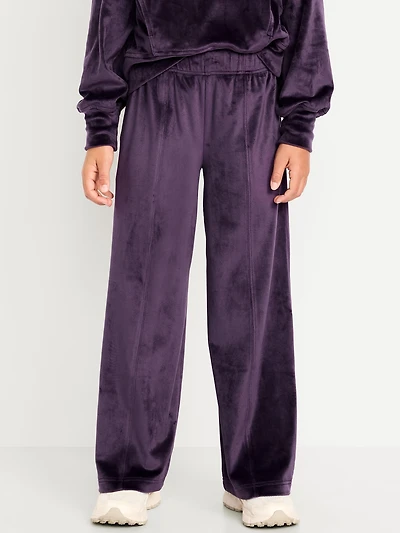 High-Waisted Velour Wide-Leg Pants for Girls