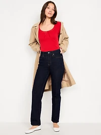 Scoop-Neck Long-Sleeve Ribbed Top