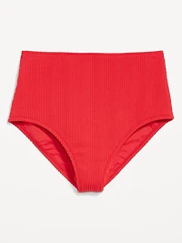 High-Waisted Ribbed Bikini Swim Bottoms