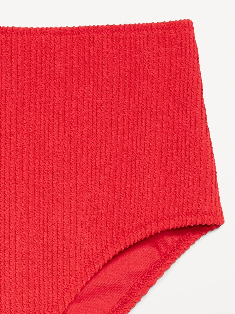 High-Waisted Ribbed Bikini Swim Bottoms