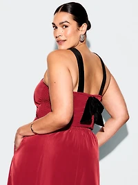 The Occasion by Old Navy Taffeta Cropped Halter Bow Top