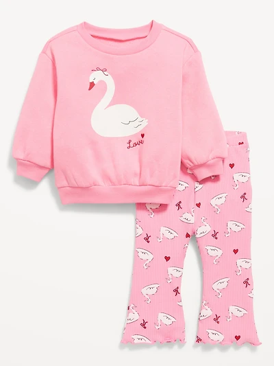 Long-Sleeve Graphic Sweatshirt and Leggings Set for Baby