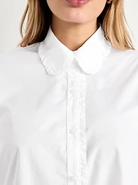 Cropped Button-Down Ruffle Shirt