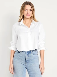 Cropped Button-Down Ruffle Shirt