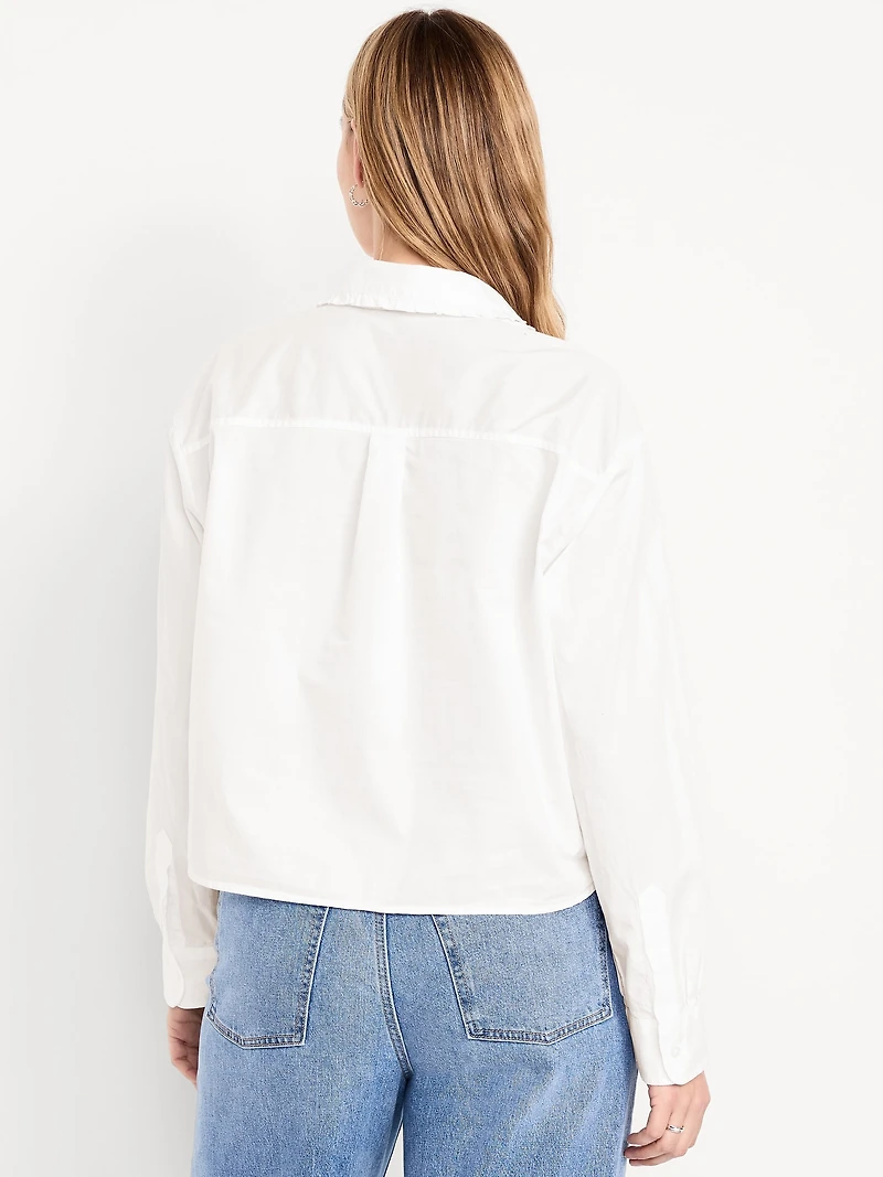 Cropped Button-Down Ruffle Shirt