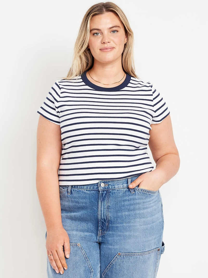 Snug Crew-Neck Ribbed T-Shirt