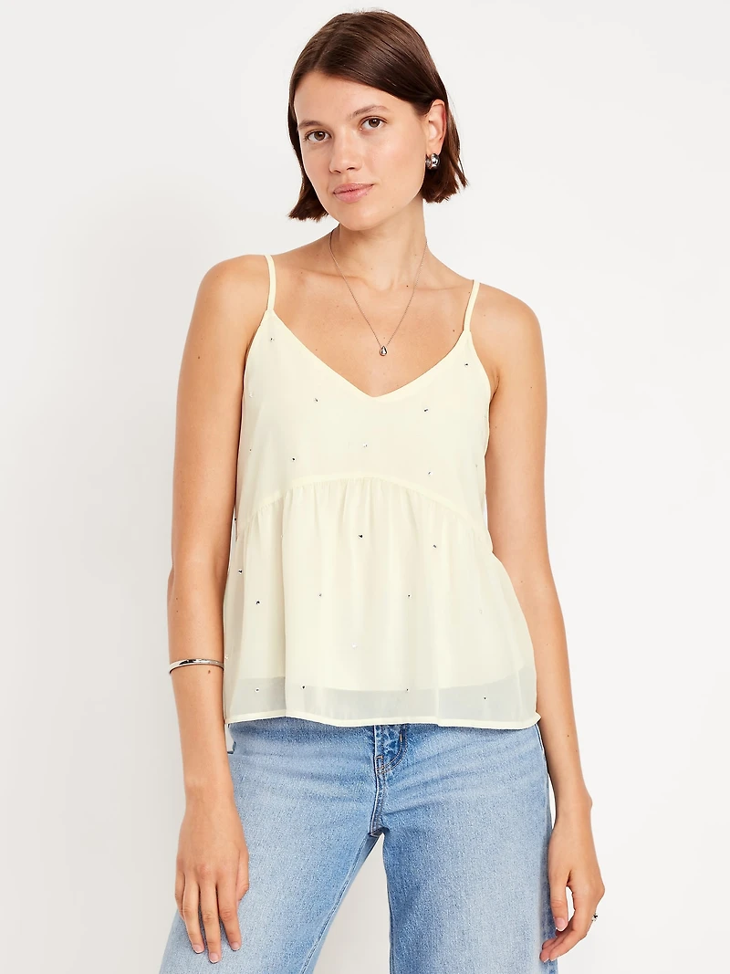 Embellished Cami Peplum Top