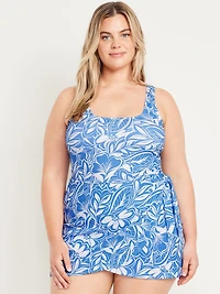 Pique Side-Tie Swim Dress