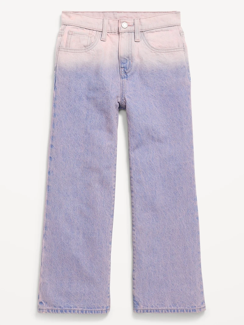 High-Waisted Ombré Baggy Wide-Leg Jeans for Girls