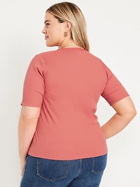 Short Sleeve Lace-Front Top