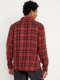 Loose Fit Textured Plaid Pocket Shirt