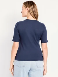 Short Sleeve Lace-Front Top