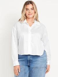 Cropped Button-Down Ruffle Shirt