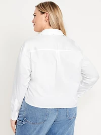 Cropped Button-Down Ruffle Shirt