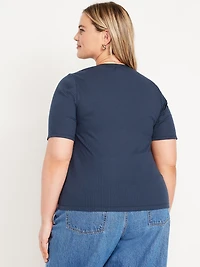 Short Sleeve Lace-Front Top