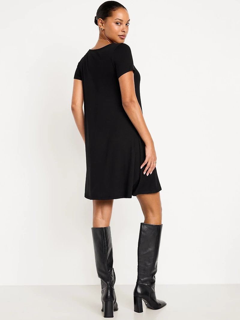 Short-Sleeve Mini Swing Dress