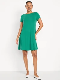 Short-Sleeve Mini Swing Dress