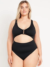 Textured One-Piece Cut-Out Swimsuit