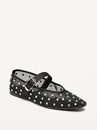 Mesh Embellished Mary Jane Ballet Flat for Women