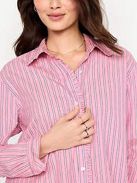 Cropped Button-Down Ruffle-Front Shirt