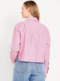 Cropped Button-Down Ruffle-Front Shirt