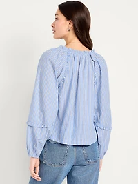 Long-Sleeve Ruffle Trim Top
