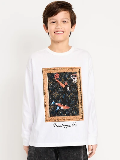 Oversized Long-Sleeve Graphic T-Shirt for Boys