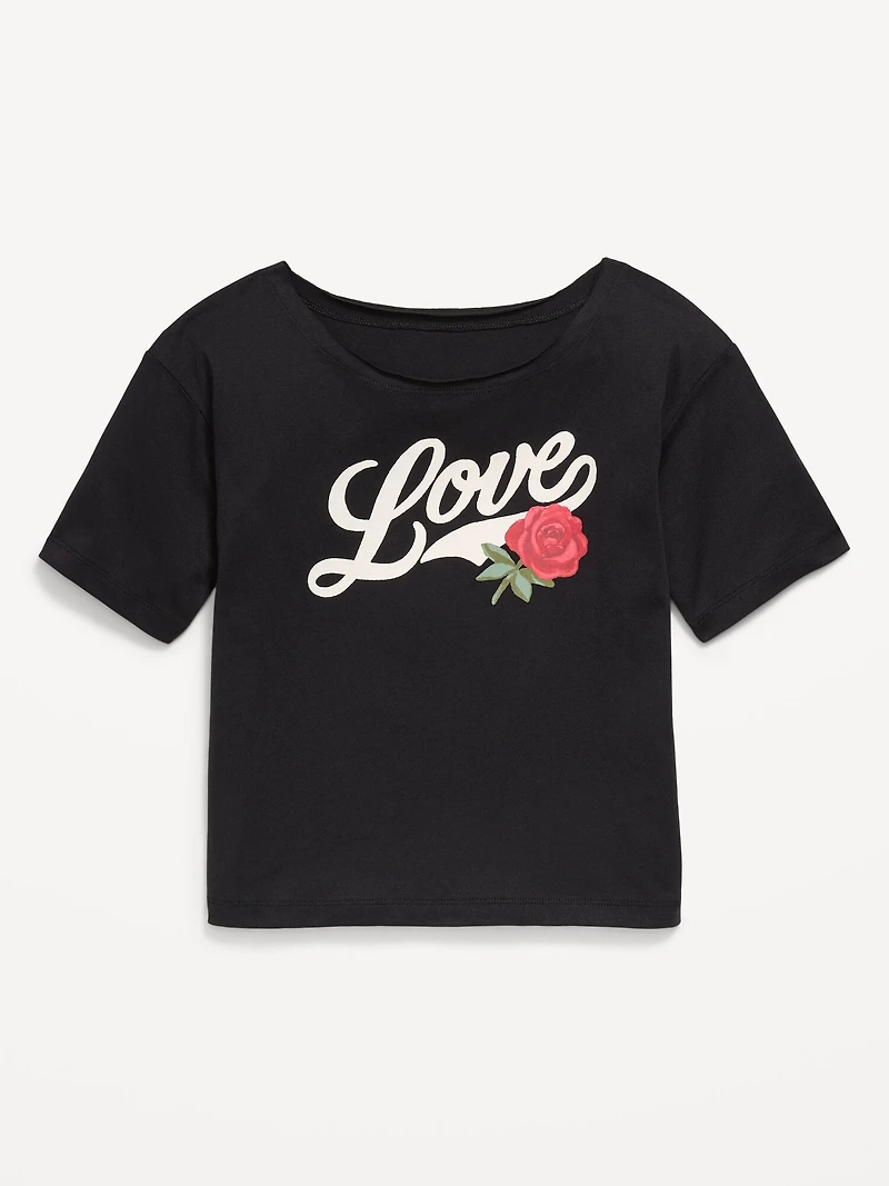 Off-Shoulder Graphic T-Shirt for Girls