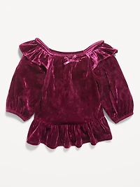Ruffled Velvet Peplum Top for Toddler Girls