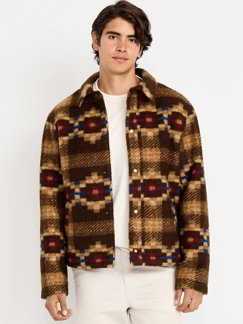 Sherpa-Lined Snap-Button Jacket